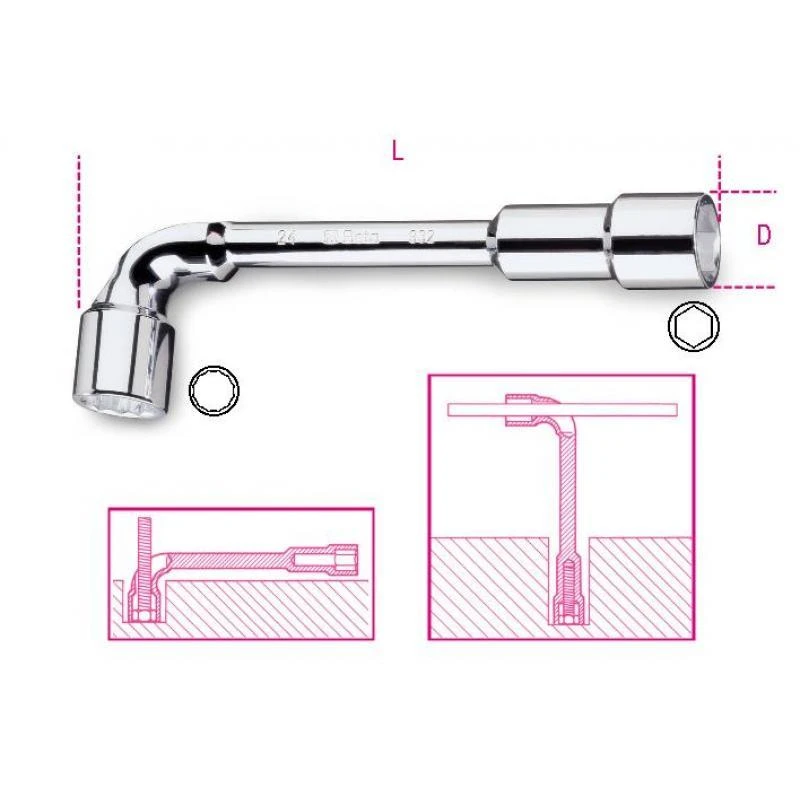 Beta "932 13X13" 13mm X 13mm Double Ended Hexagon / Bi-Hex Offset Socket Wrench
