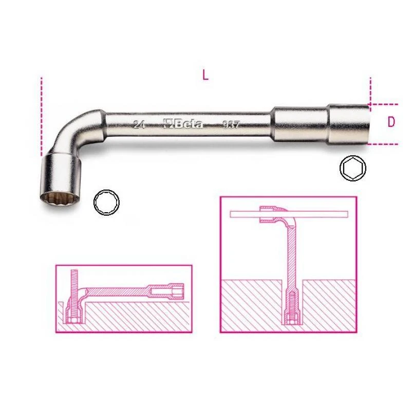 Beta "937 14X14" 14mm X 14mm Double Ended Hexagon / Bi Hex Socket Wrench