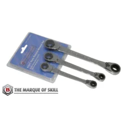 Britool RQSET3 3 Piece 4-in-1 Metric Ratcheting Ring Spanner Set 8-19mm