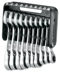 Facom 467BS.JP10 10 Piece Metric Stubby Anti-Slip Ratcheting Spanner Set 7-17mm