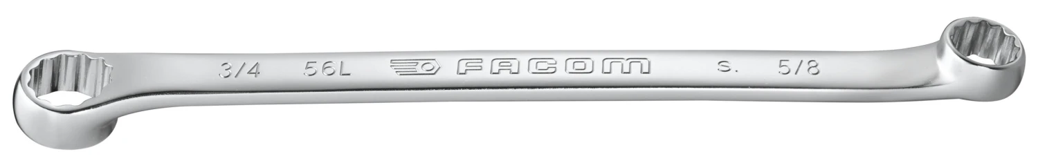 Facom 56L.1/2X9/16 10° Offset Long Double Ring Spanner 1/2" X 9/16" AF