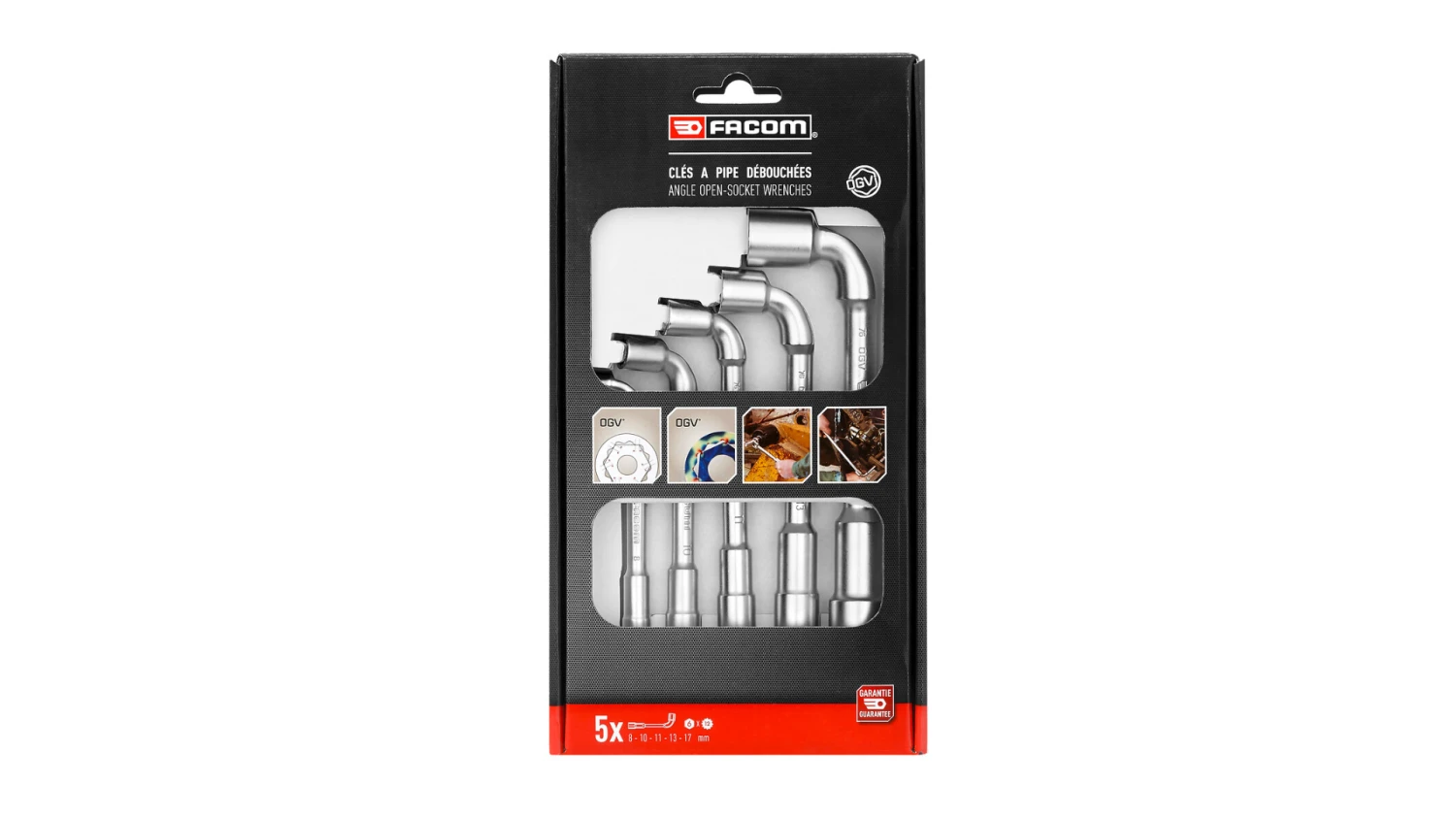 Facom 76.J5 5 Piece 12 Point Angled Socket Wrench Set 8-17mm