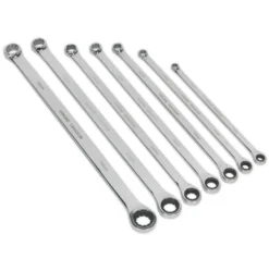 Sealey AK6319 7 Piece Extra Long Double Ring Ratchet / Fixed Spanner Set 8-19mm