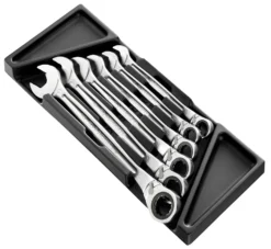 Facom MOD.467BXL 6 Piece Metric Ratchet Combination Spanner Set Supplied In Plastic Module Tray 21-32mm