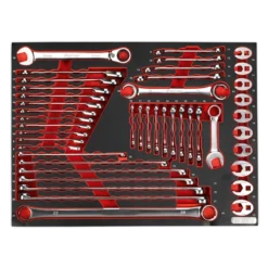 Sealey TBTP11 44 Pce Spanner Set - Combi, Extra Long, Stubby, Ratchet, Crow Foot &amp; Flare Nut