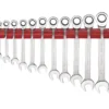 Teng WRSP12RS 12 Piece Ratcheting Combination Spanner Set On Wall Rack 8-19mm